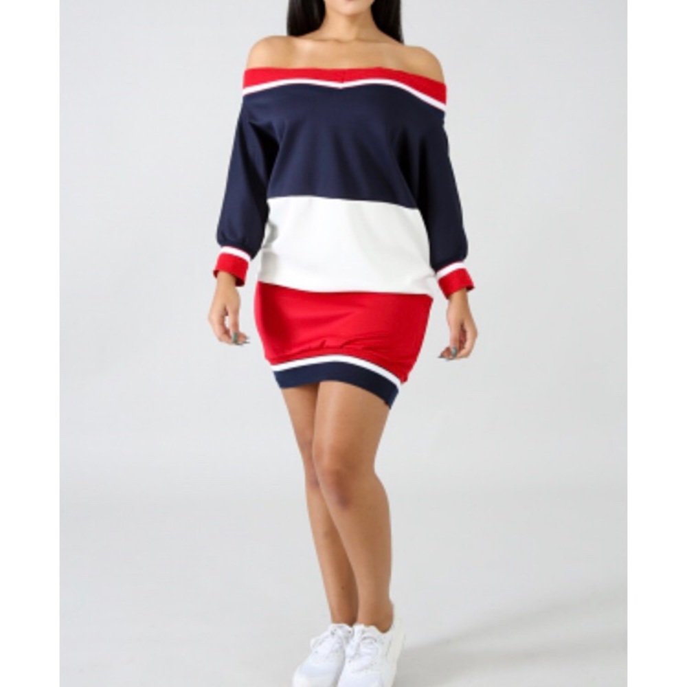 AMERICAN DREAM OFF SHOULDER DRESS